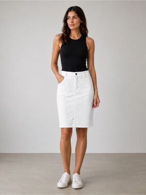J. Jill Denim White Stretch Pencil Denim Skirt Size 12